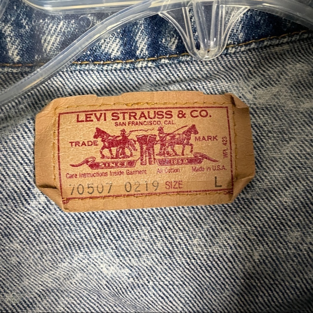 Levis Denim Bleached Jacket Vintage Size Large - Picture 4 of 10